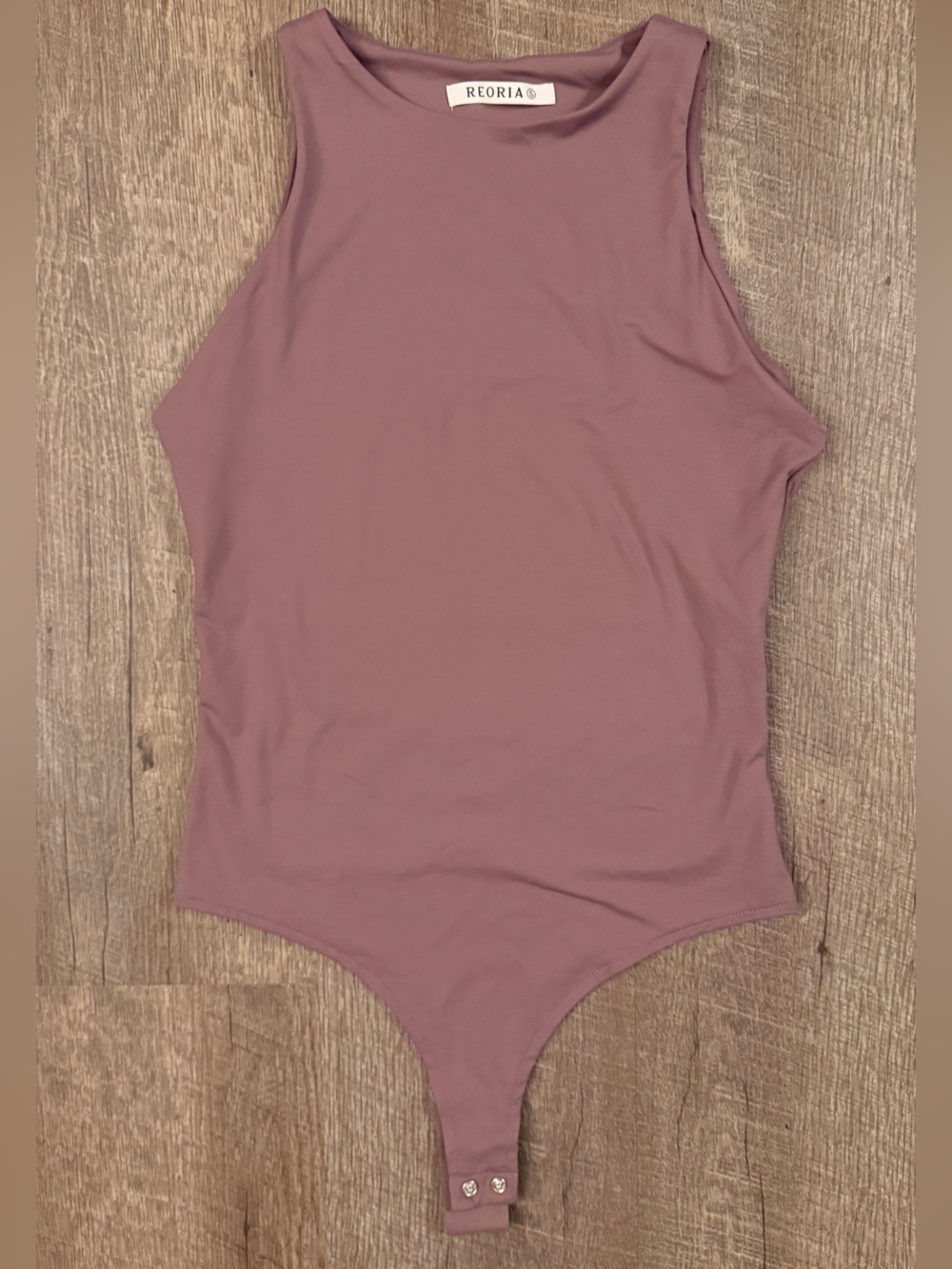 REORIA Mauve Sleeveless Crewneck Bodysuit